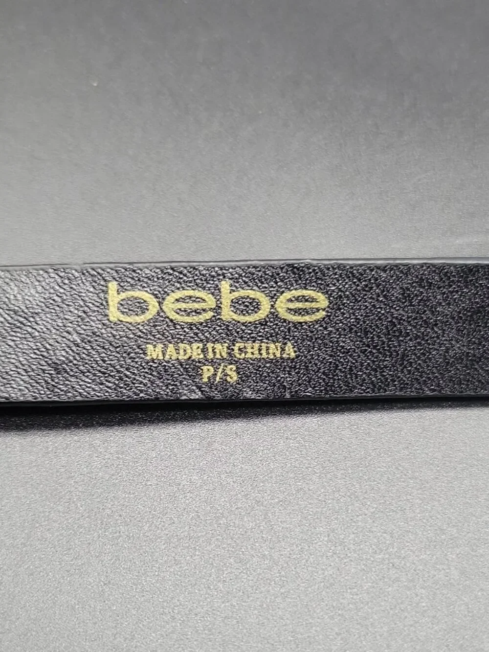 bebe Women's Fashion Belt P/S Black Skinny Animal Print Logo Rhinestone  36